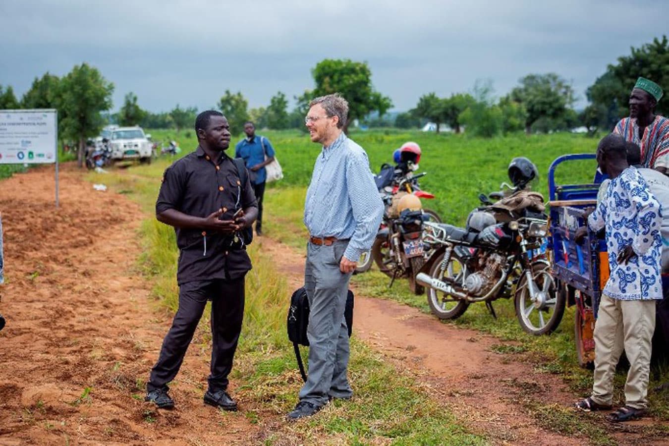 Peter meeting with scientists and community leaders in northeast Ghana.